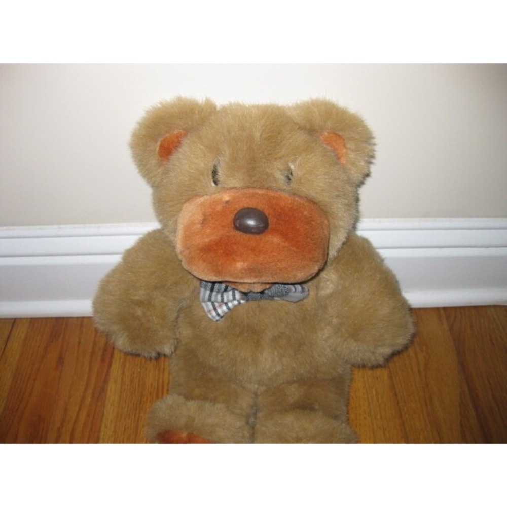 TEDDY BEAR Golden Bear Co.  16"   Plaid Bow Tie Plush Big Animal Toy Stuffed TOY